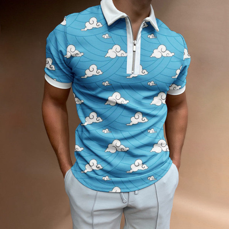 Fashion Printed Lapel Short Sleeves