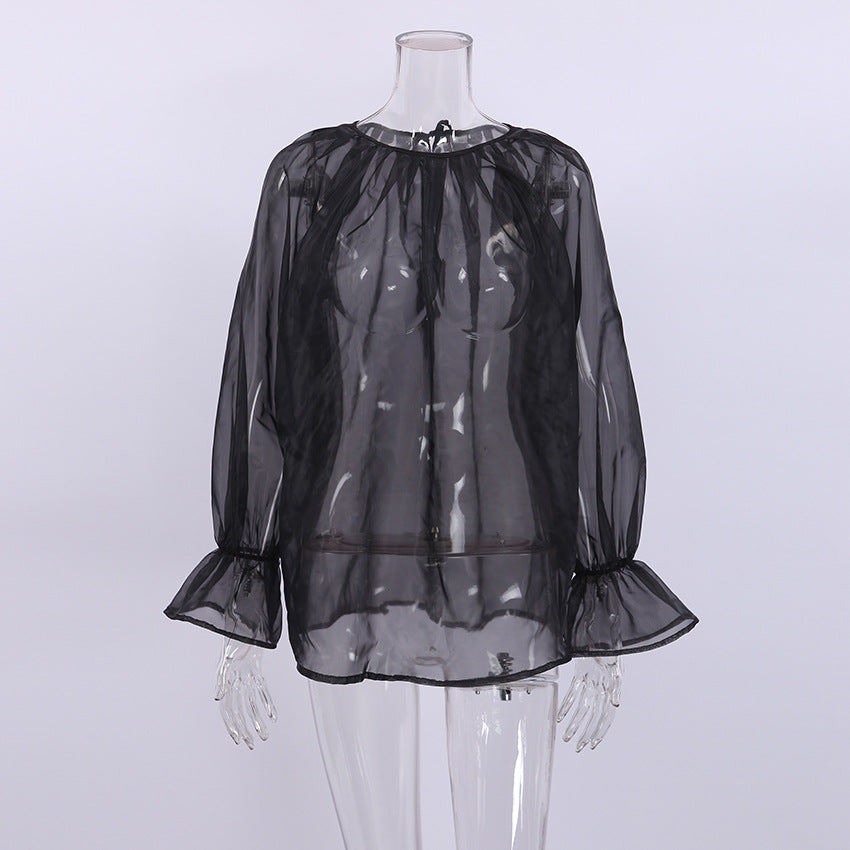 Women's Fashion Temperament Mesh Transparent Shirt