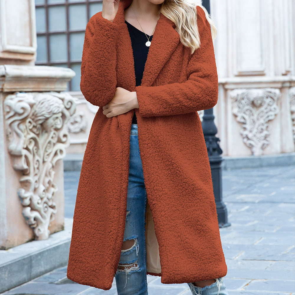 Women's cardigan lamb wool coat