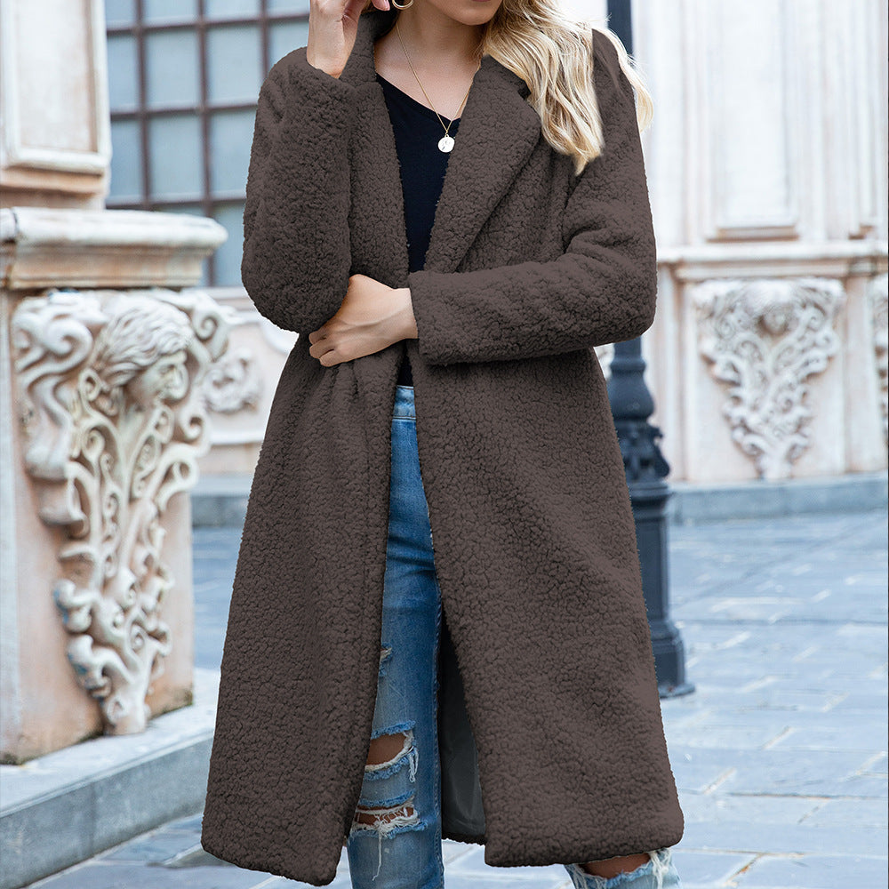Women's cardigan lamb wool coat