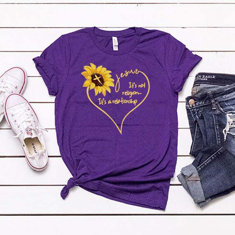 Sunflower "Its Not Religion Its A Relationship" T Shirt l Women