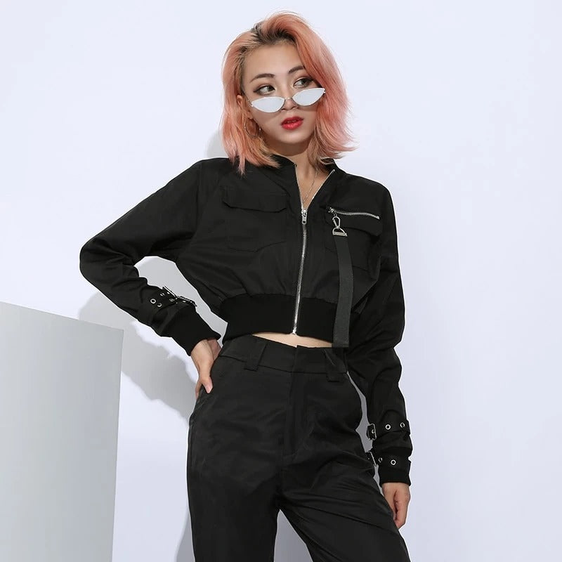 Long Sleeve Zip Jacket High Waist Jacket