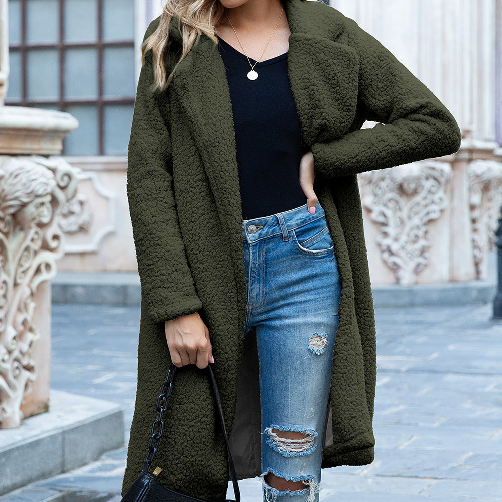 Women's cardigan lamb wool coat