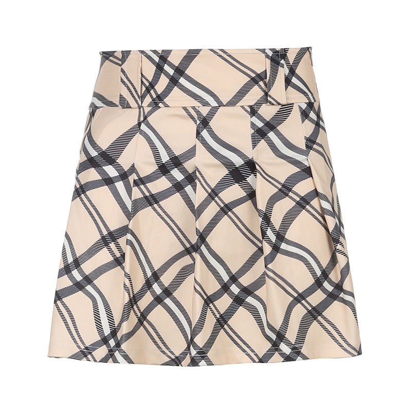Sexy Checked Strapless Waistcoat Suit With Straps