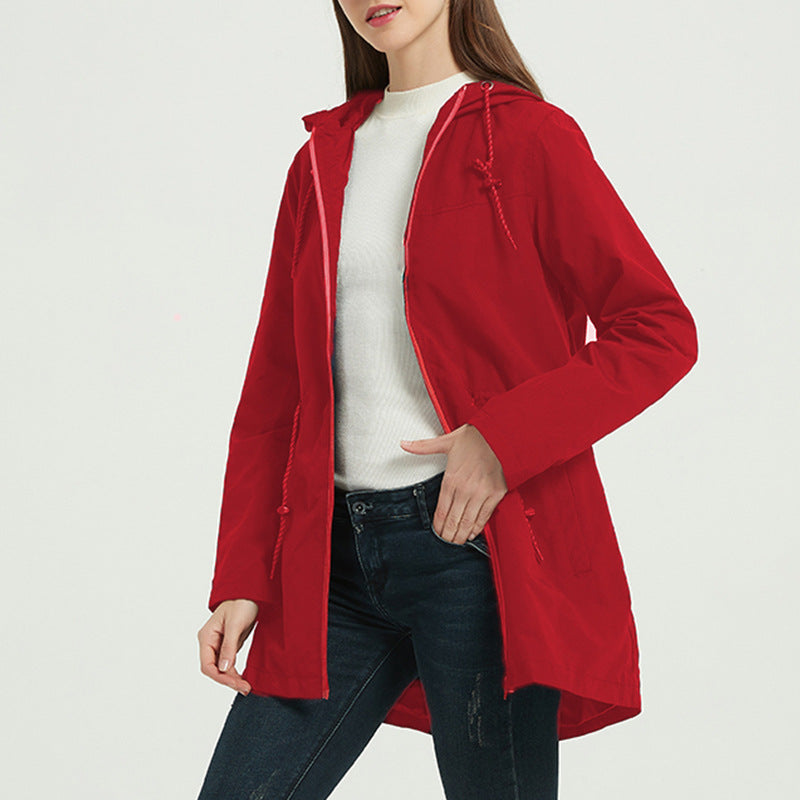 Women's Fashion Loose Windbreaker Medium Length