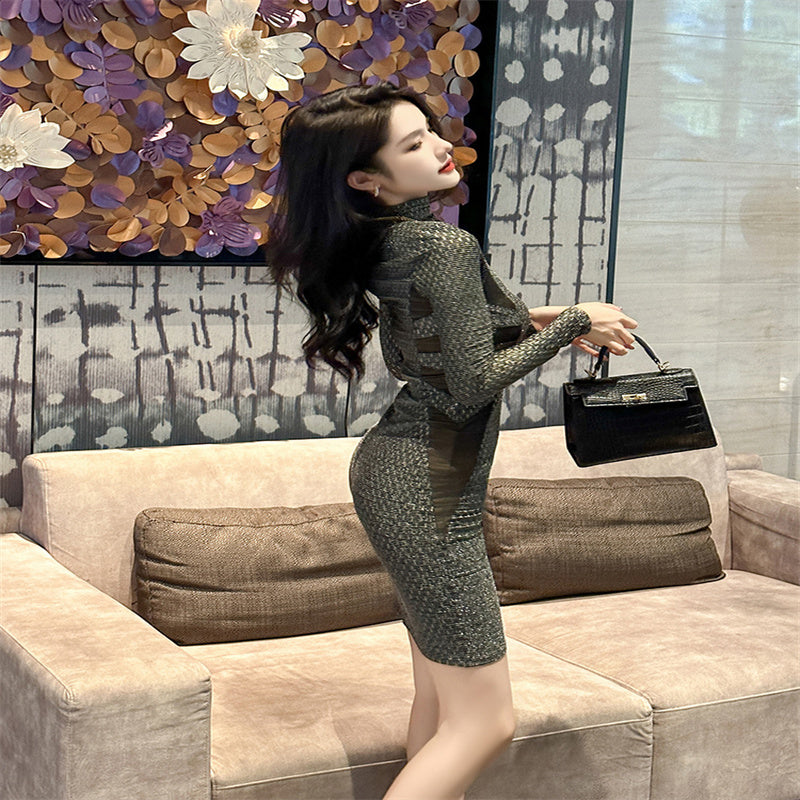 Inner Wear Bottoming Skirt Women's Autumn Stand-up Collar Slim Fit Slimming Knitted Dress