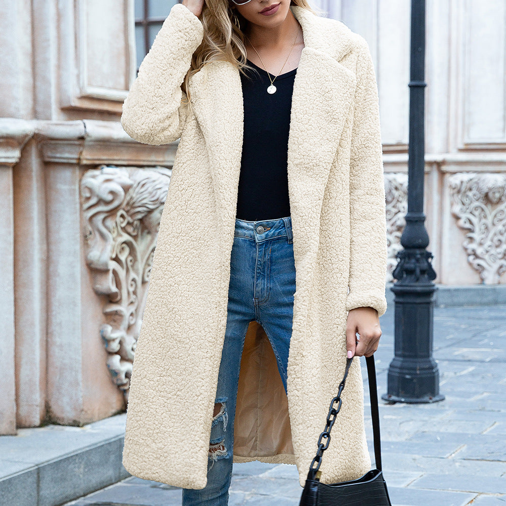Women's cardigan lamb wool coat