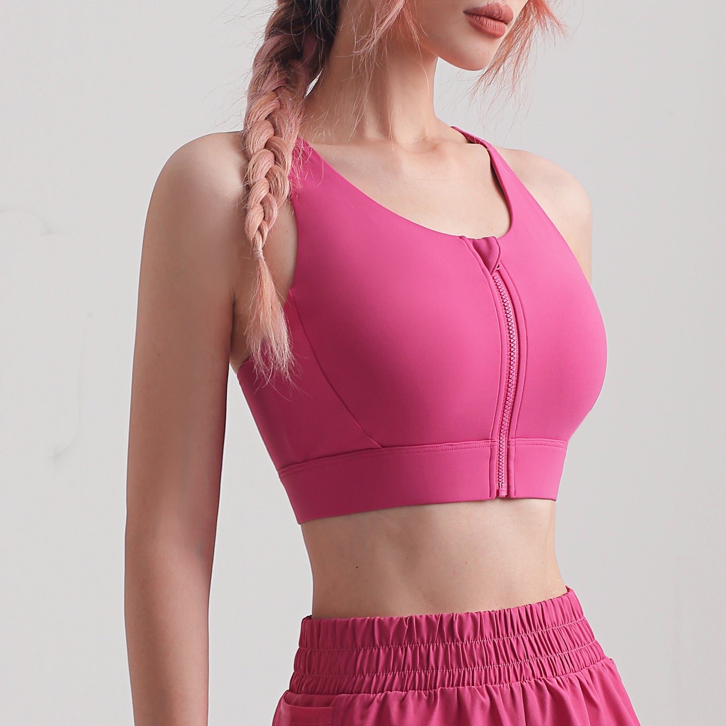 Women's Lined Zipper Yoga Bra