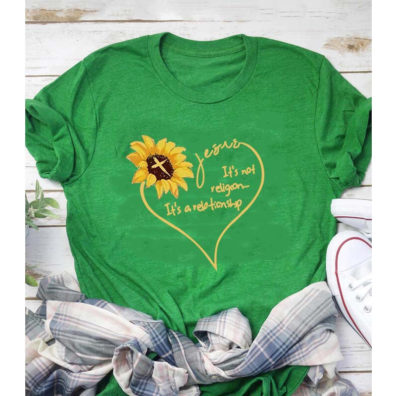 Sunflower "Its Not Religion Its A Relationship" T Shirt l Women