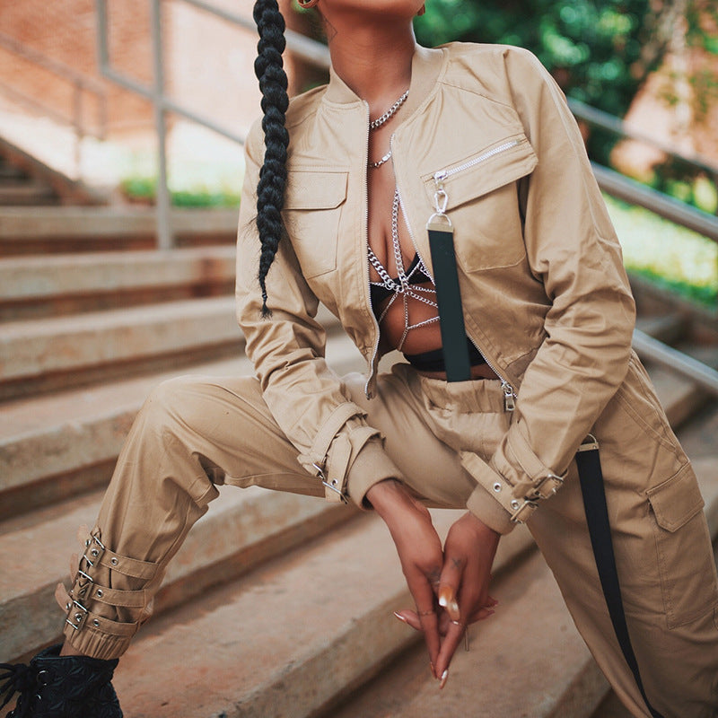Long Sleeve Zip Jacket High Waist Jacket