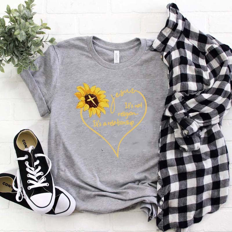 Sunflower "Its Not Religion Its A Relationship" T Shirt l Women