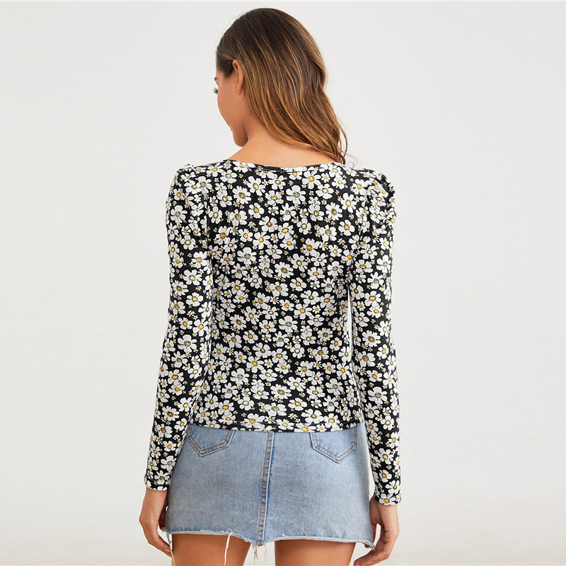 Chrysanthemum print T-shirt
