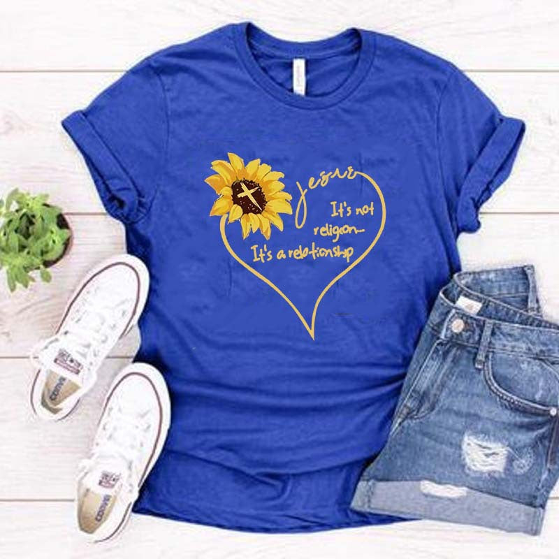 Sunflower "Its Not Religion Its A Relationship" T Shirt l Women