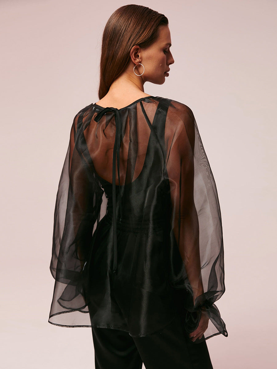 Women's Fashion Temperament Mesh Transparent Shirt