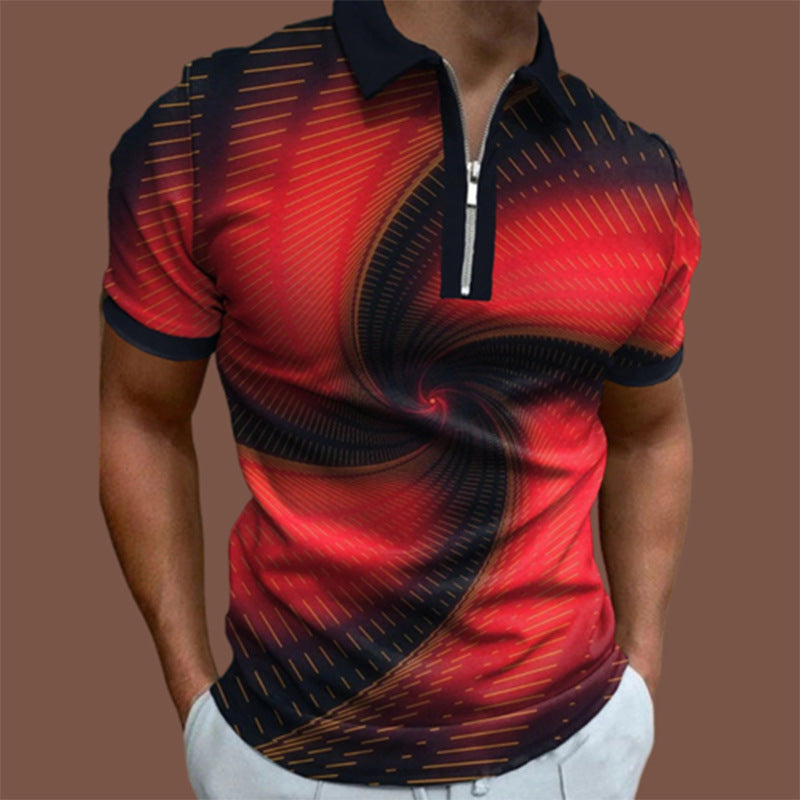 Fashion Printed Lapel Short Sleeves
