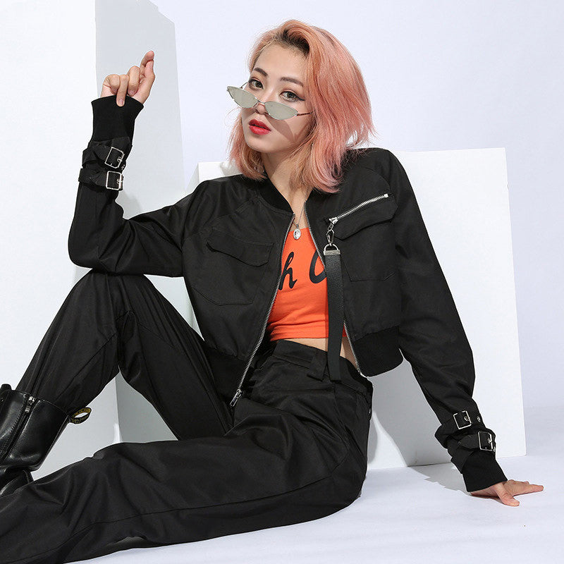 Long Sleeve Zip Jacket High Waist Jacket