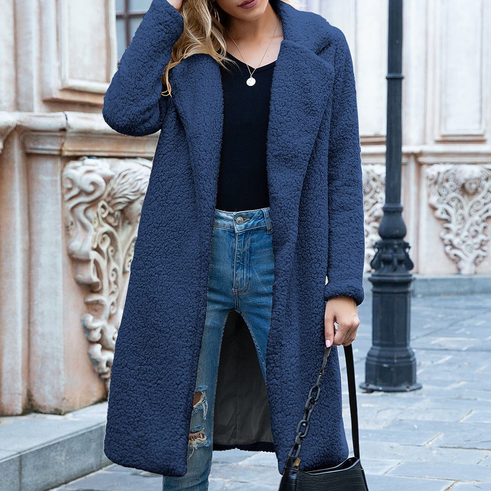 Women's cardigan lamb wool coat