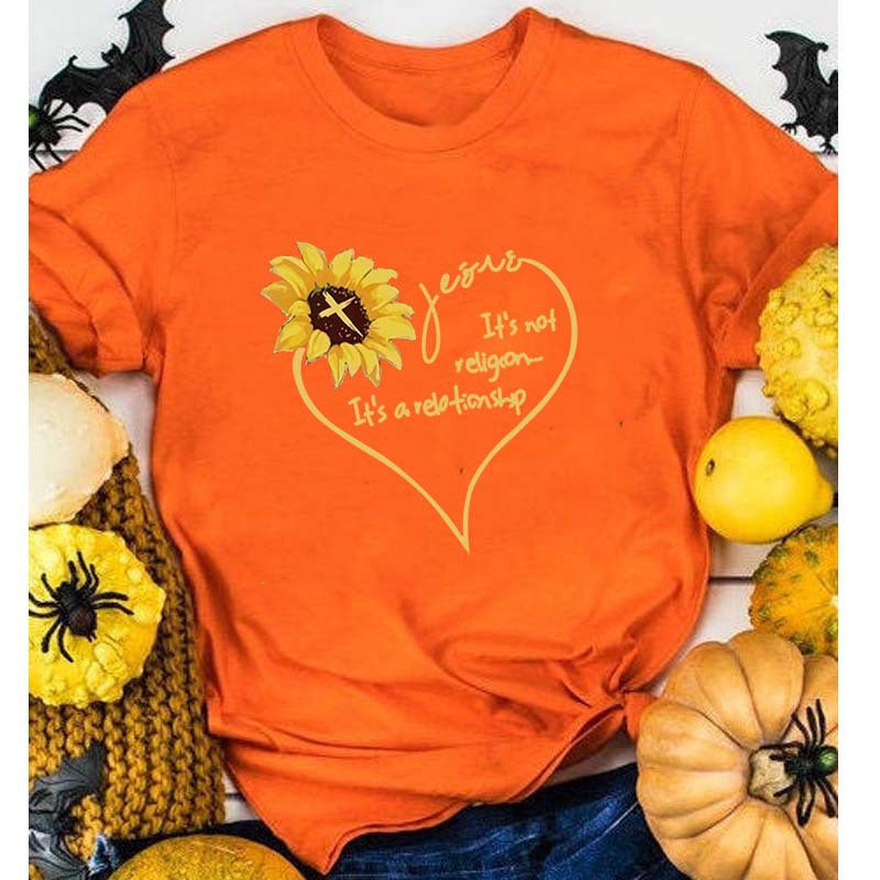 Sunflower "Its Not Religion Its A Relationship" T Shirt l Women
