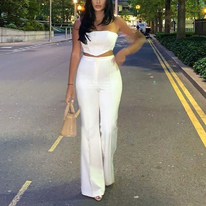 Sexy Fashion All-match Blouse And Trousers Two-piece Suit