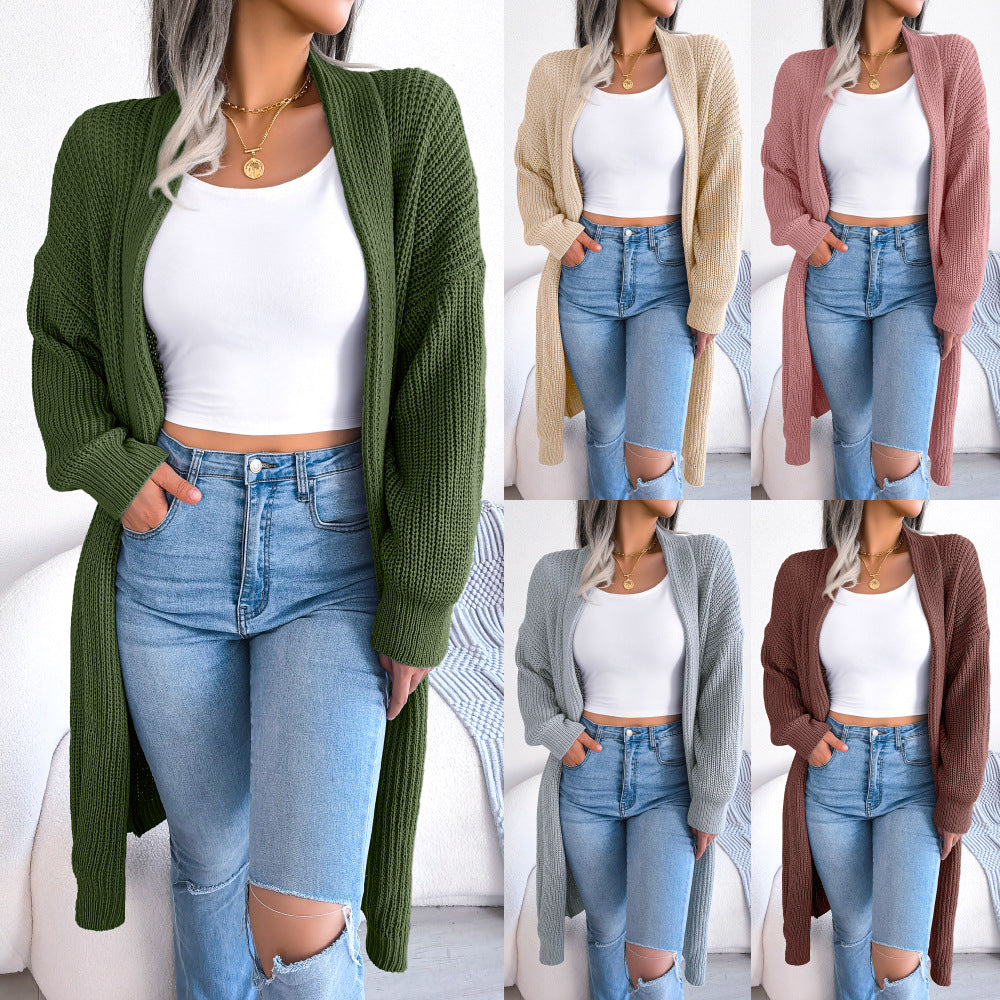 Casual Versatile Lapel Long Cardigan Sweater Jacket