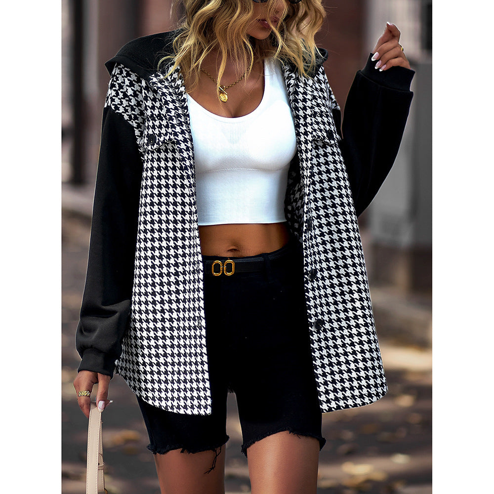 Women's Fashion All-match Casual Plaid Coat Top