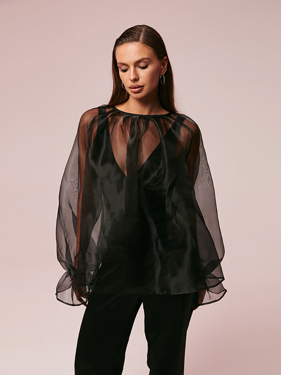 Women's Fashion Temperament Mesh Transparent Shirt
