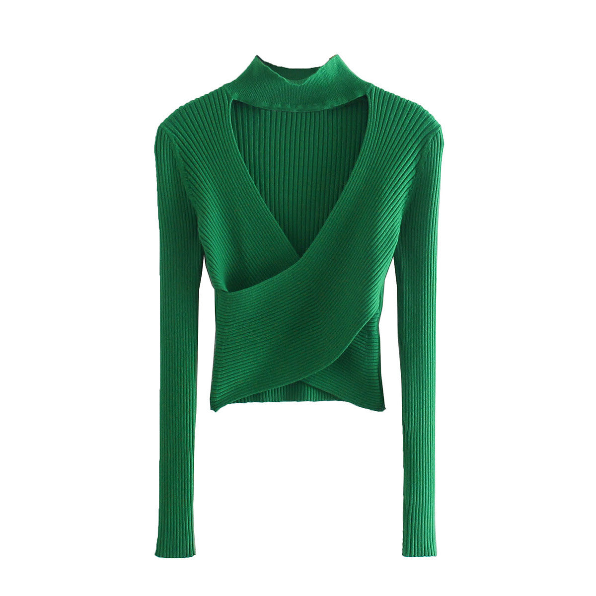 Designed Cross-cut Knit Sweater Top Sexy Halter