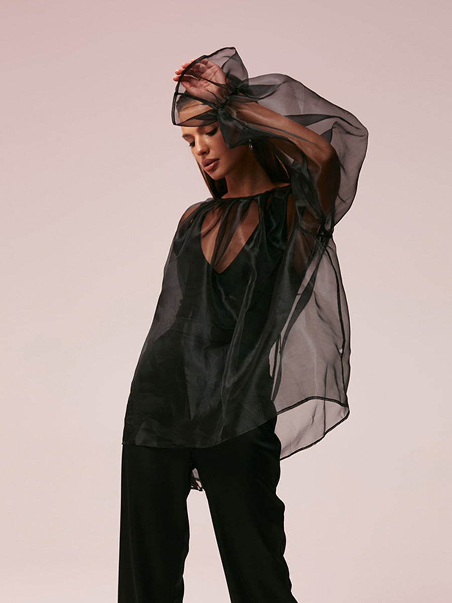 Women's Fashion Temperament Mesh Transparent Shirt