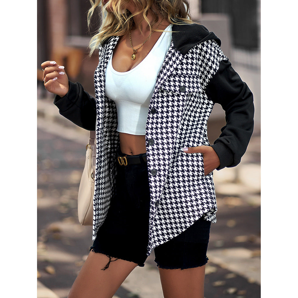 Women's Fashion All-match Casual Plaid Coat Top