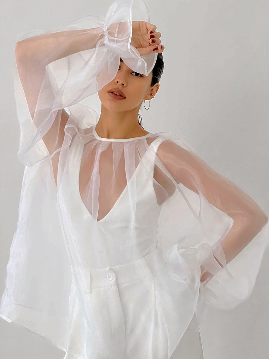 Women's Fashion Temperament Mesh Transparent Shirt