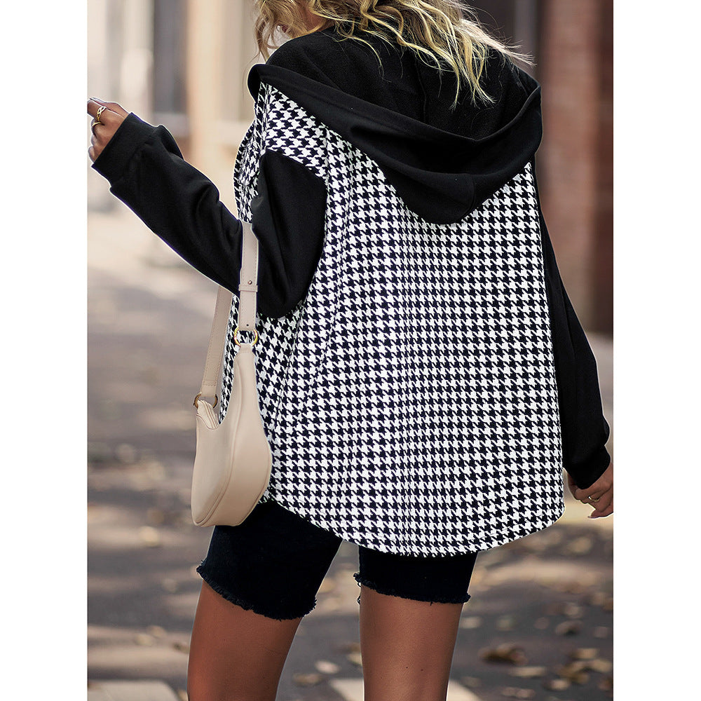 Women's Fashion All-match Casual Plaid Coat Top
