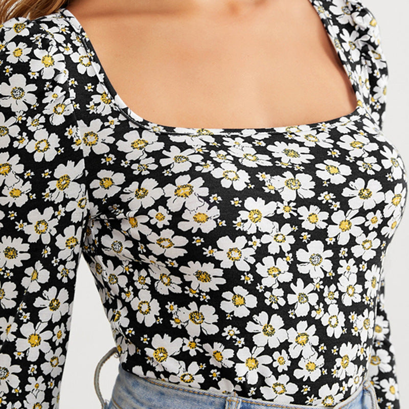 Chrysanthemum print T-shirt