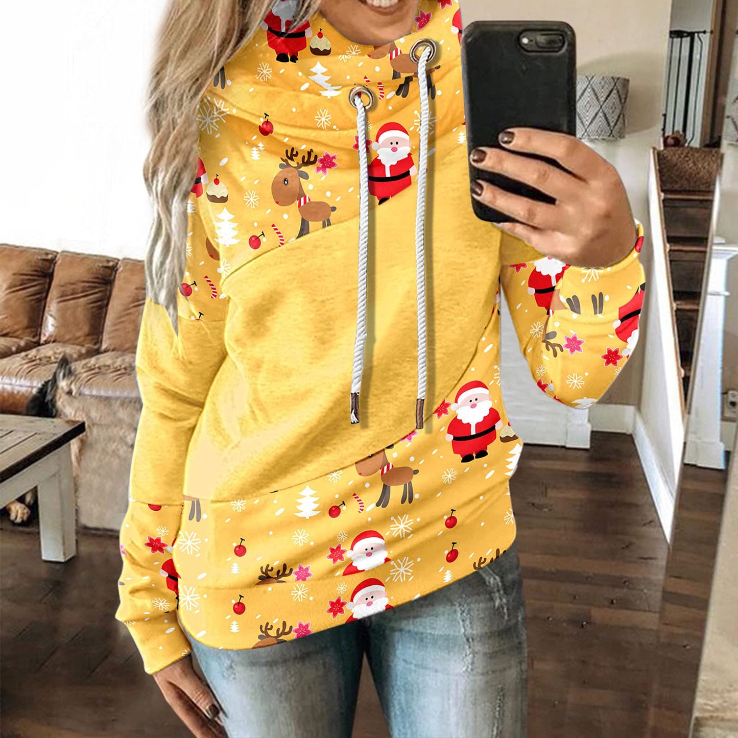 Women's Fashion Casual Hooded Christmas Long Sleeve Pullover