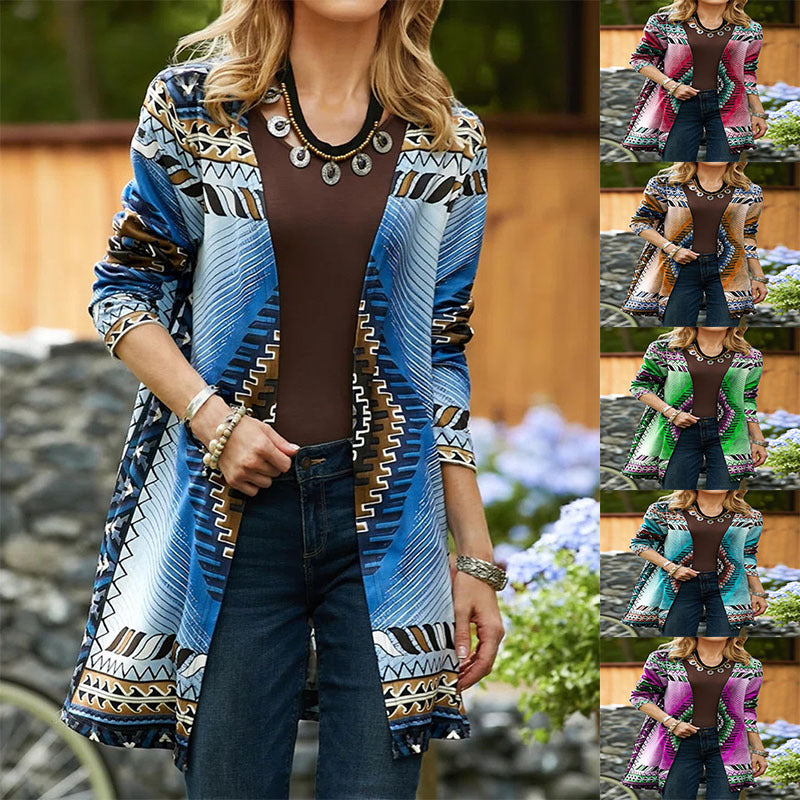 Women's Ethnic Long Sleeve Cardigan Top