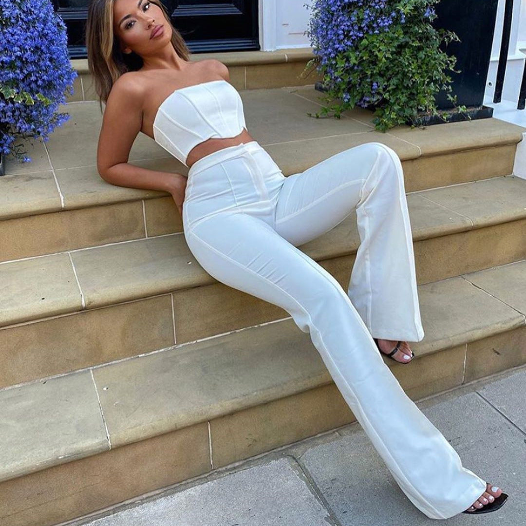 Sexy Fashion All-match Blouse And Trousers Two-piece Suit