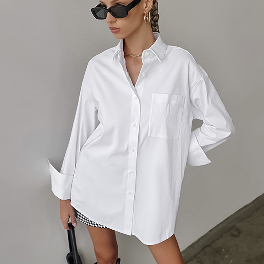 Women's Fashionable Casual All-match Mid-length Shirt