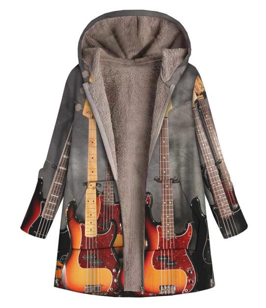 Hooded Cotton-padded Clothes Loose Printed Long Sleeve Brushed Womenswear