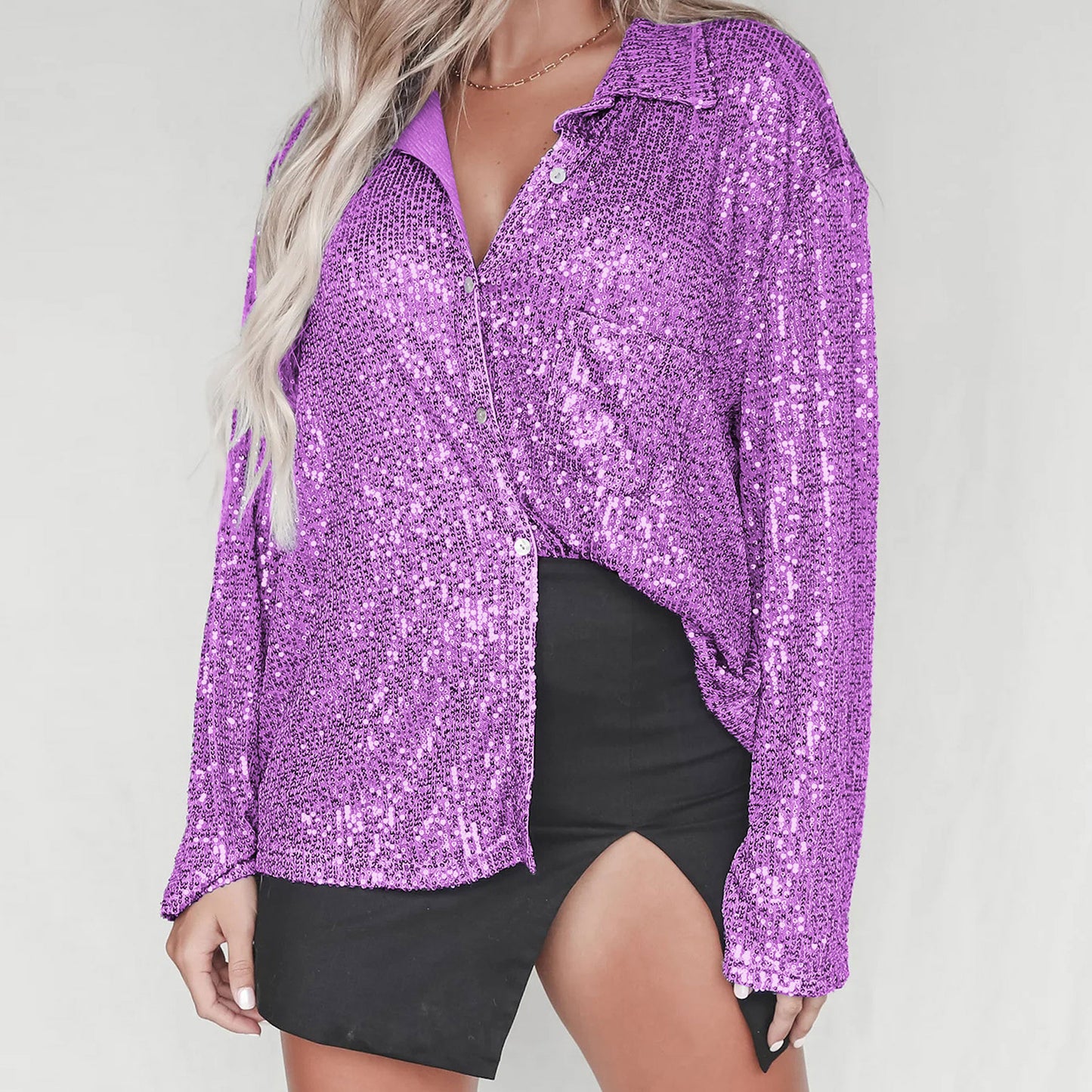 Women's Fashion Casual Solid Color Buttons Long-sleeved Cardigan
