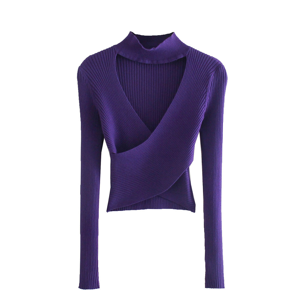 Designed Cross-cut Knit Sweater Top Sexy Halter