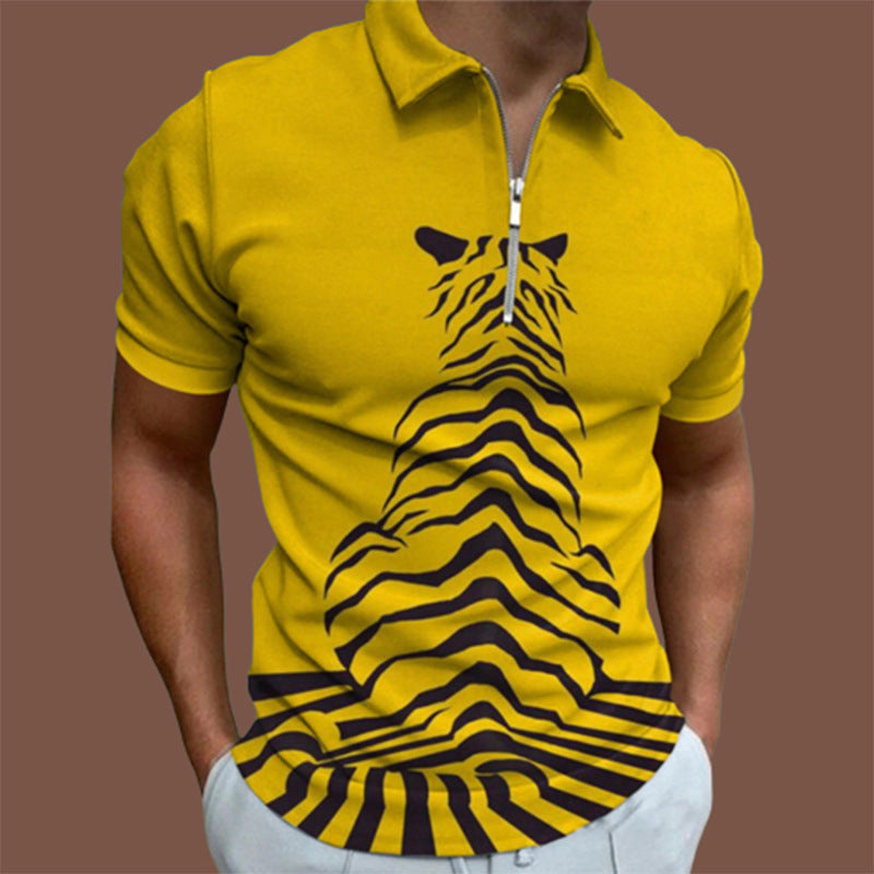 Fashion Printed Lapel Short Sleeves