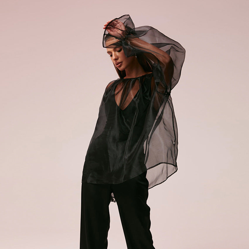 Women's Fashion Temperament Mesh Transparent Shirt