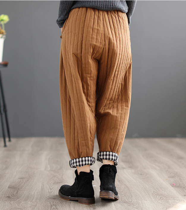 Cotton Pants Vintage Clip Cotton Wide Leg Pants Elastic Waist Solid Color Casual Peplum Trousers Women