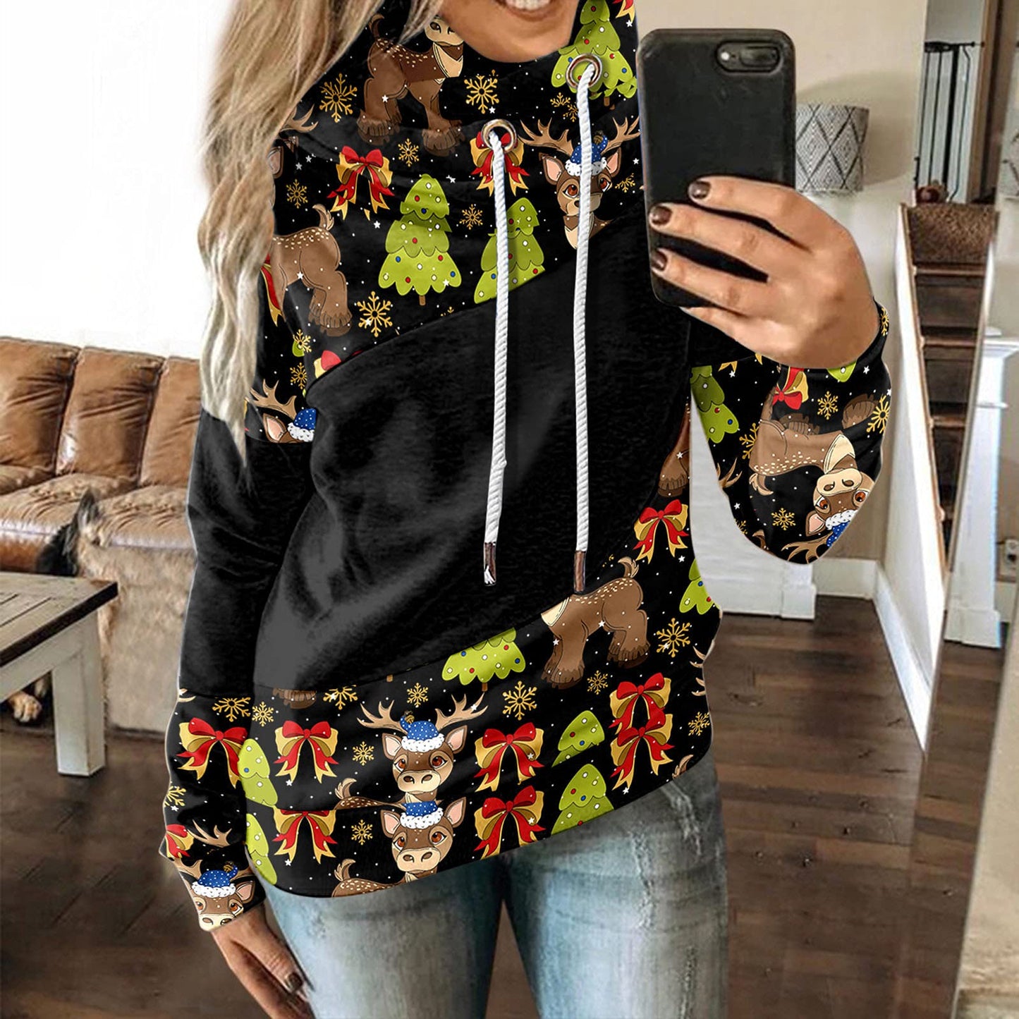 Women's Fashion Casual Hooded Christmas Long Sleeve Pullover