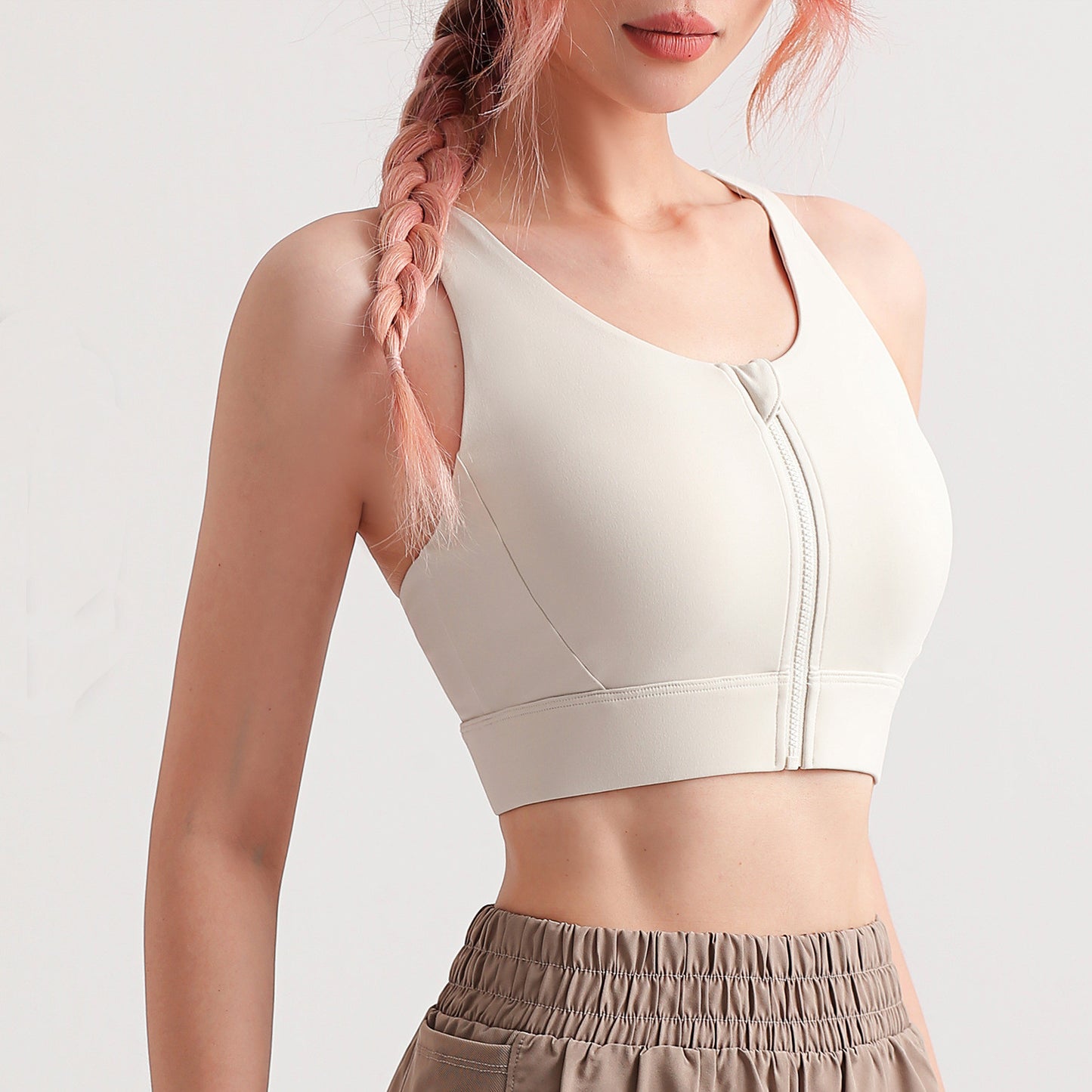 Women's Lined Zipper Yoga Bra