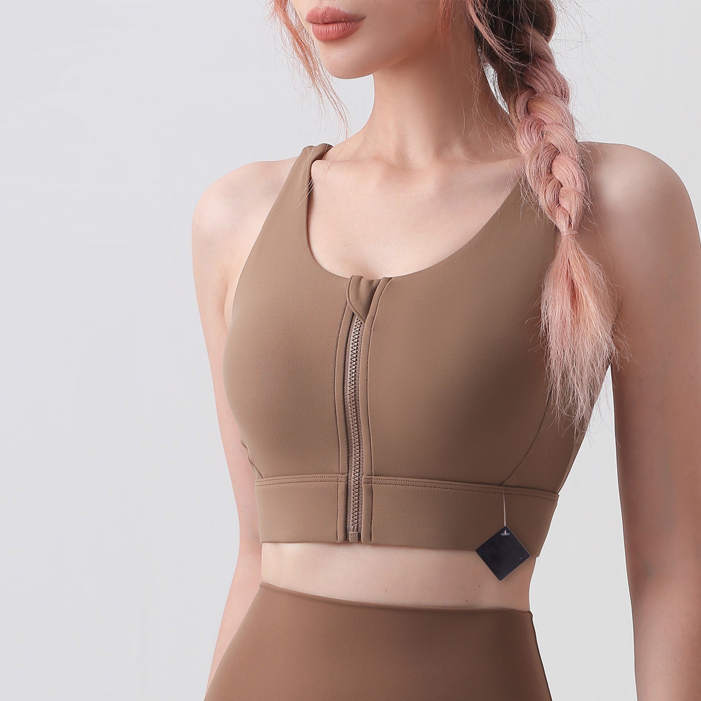 Women's Lined Zipper Yoga Bra