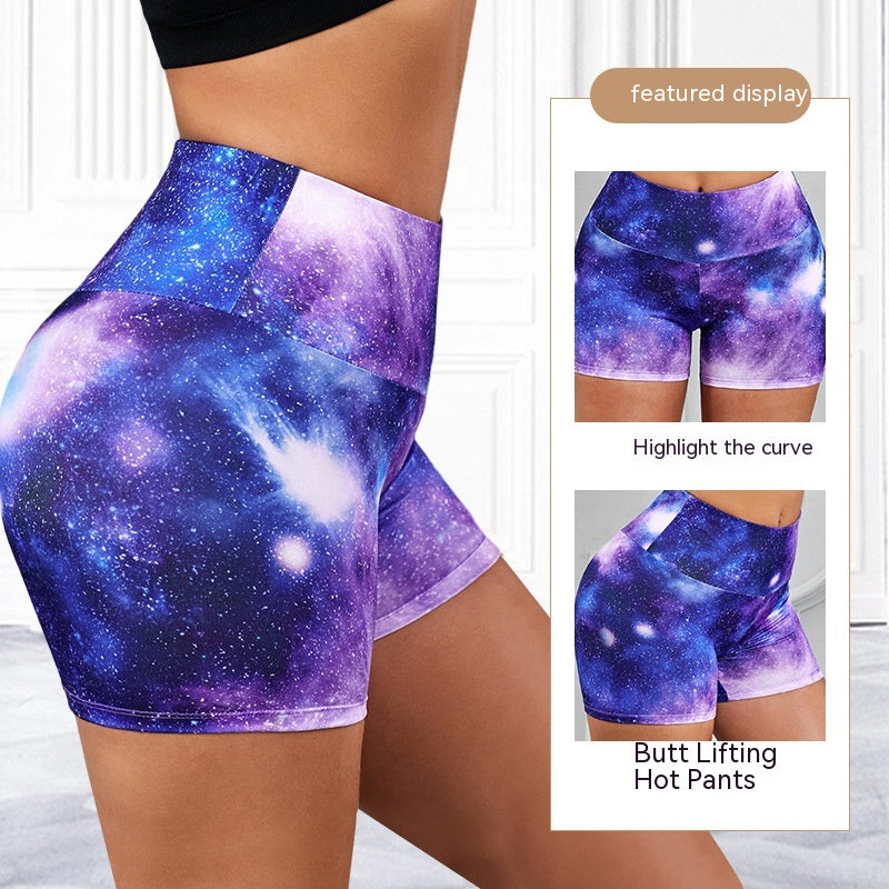 Summer Sports Pants Tie-dye Fitness High Waist Sexy Yoga Shorts