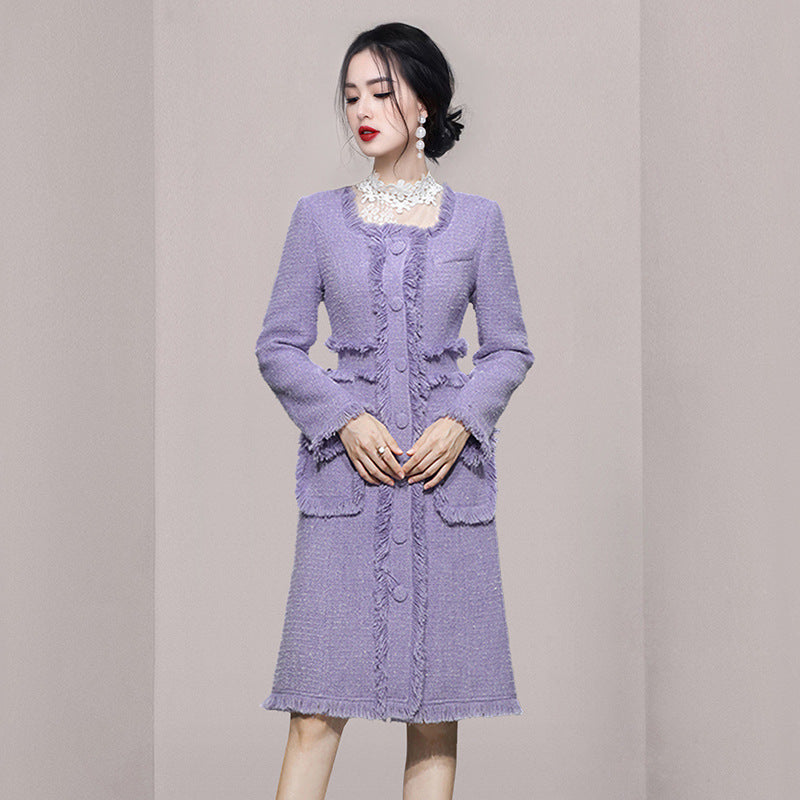 Xiaoxiang Romantic Su Long Woolen Coat Autumn New Product Female Temperament Square Collar Single Breasted Tweed Coat