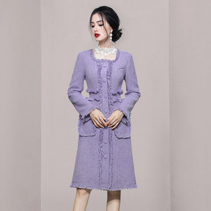 Xiaoxiang Romantic Su Long Woolen Coat Autumn New Product Female Temperament Square Collar Single Breasted Tweed Coat