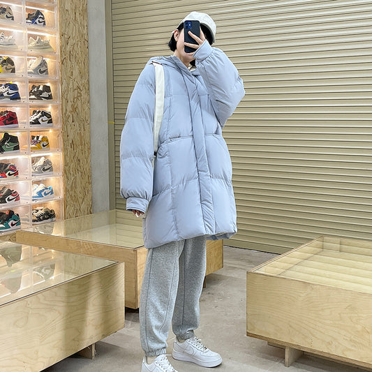 Cotton Thickened Solid Color Long Sleeved Down Jacket