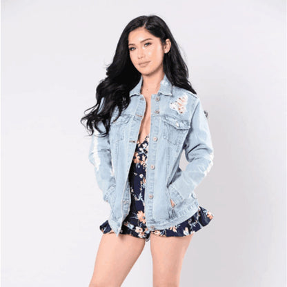 Fashion Plus Size Denim Jacket Women's Clothing